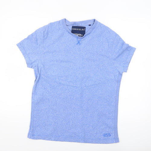 Superdry Idris Elba Men's Blue Cotton V-Neck T-Shirt Size L
