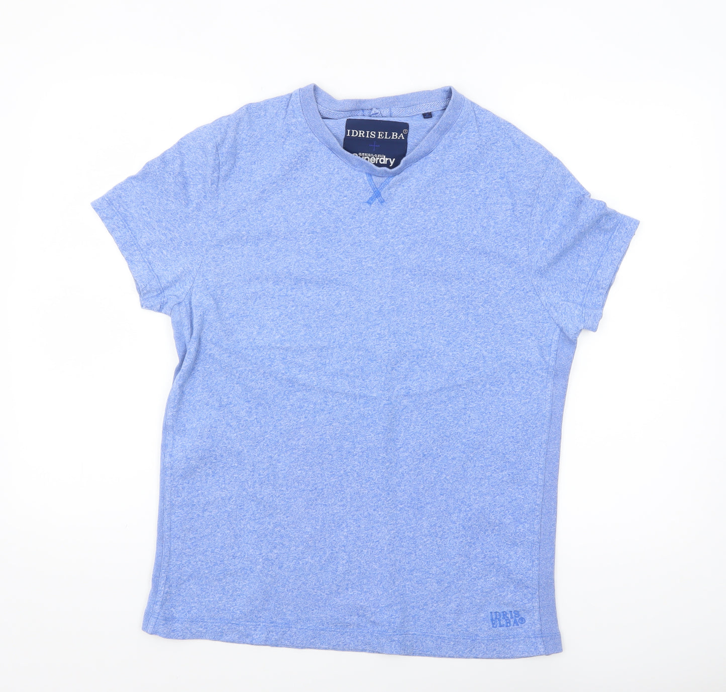 Superdry Idris Elba Men's Blue Cotton V-Neck T-Shirt Size L