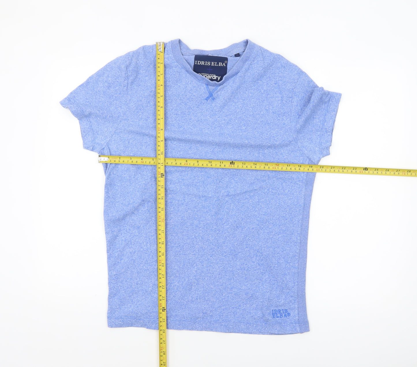 Superdry Idris Elba Men's Blue Cotton V-Neck T-Shirt Size L