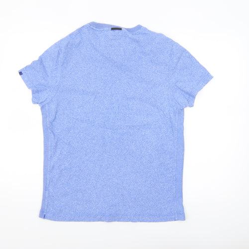Superdry Idris Elba Men's Blue Cotton V-Neck T-Shirt Size L