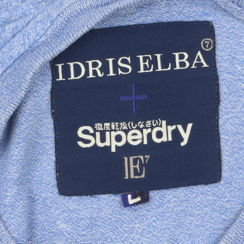 Superdry Idris Elba Men's Blue Cotton V-Neck T-Shirt Size L