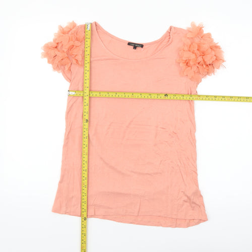 River Island Women's Pink Ruffle Sleeve Viscose T-Shirt Size 14