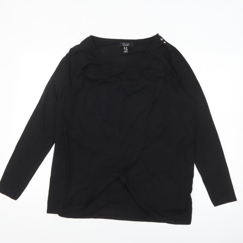 New Look Women Black Wrap Maternity Long Sleeve Blouse Size 14