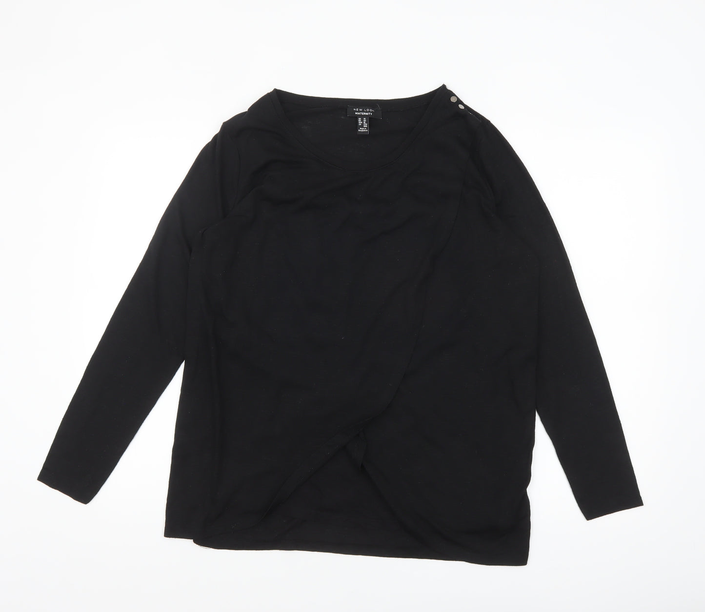 New Look Women Black Wrap Maternity Long Sleeve Blouse Size 14