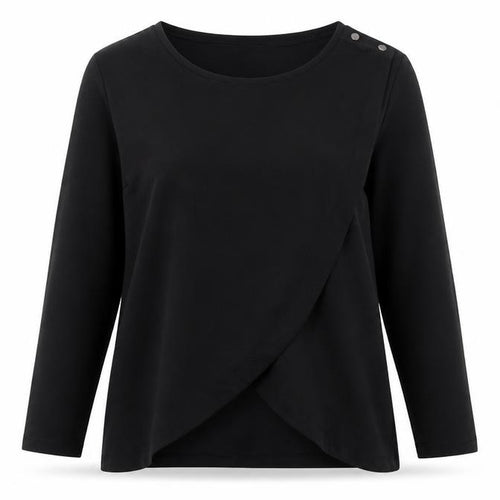 New Look Women Black Wrap Maternity Long Sleeve Blouse Size 14