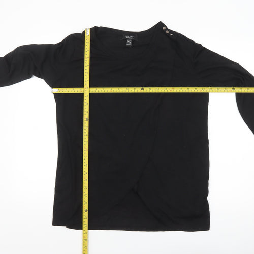 New Look Women Black Wrap Maternity Long Sleeve Blouse Size 14