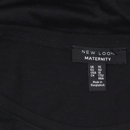New Look Women Black Wrap Maternity Long Sleeve Blouse Size 14