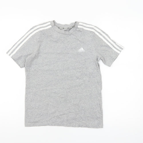 adidas Boys Grey 11-12 Years Short Sleeve Sports Cotton T-Shirt