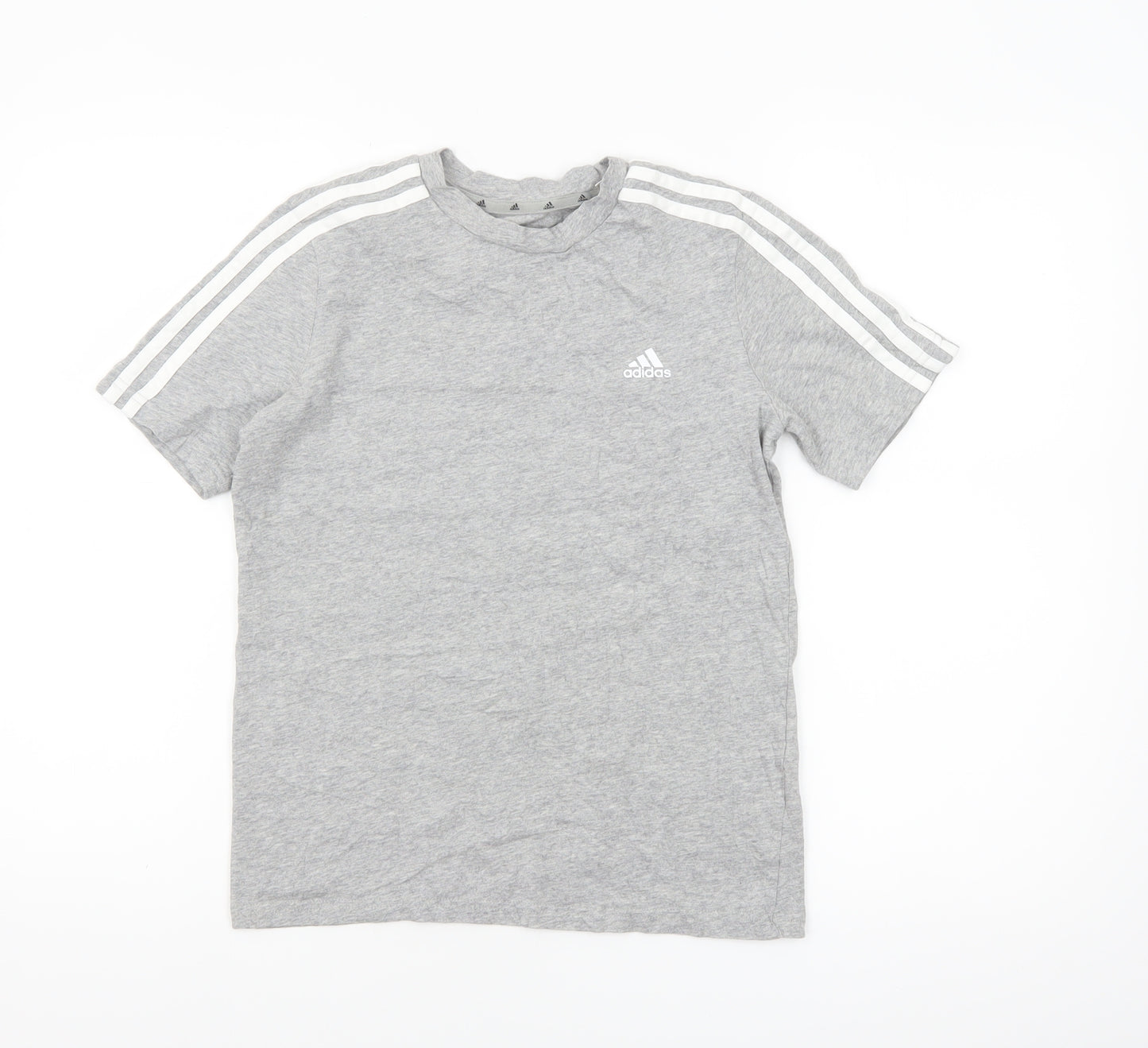 adidas Boys Grey 11-12 Years Short Sleeve Sports Cotton T-Shirt