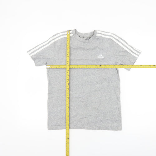 adidas Boys Grey 11-12 Years Short Sleeve Sports Cotton T-Shirt