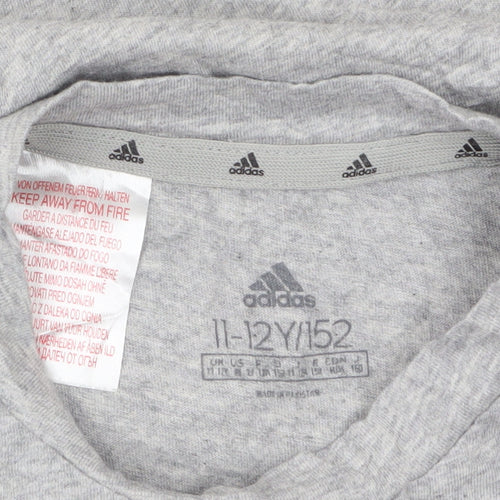 adidas Boys Grey 11-12 Years Short Sleeve Sports Cotton T-Shirt