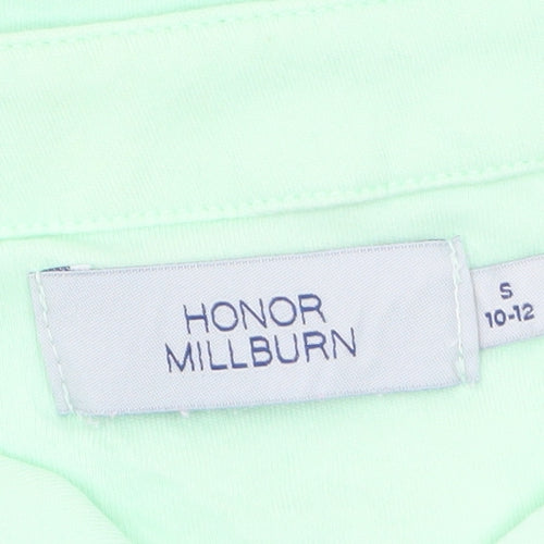Honor Millburn Women's Green Embroidered V-Neck Cotton T-Shirt Size S
