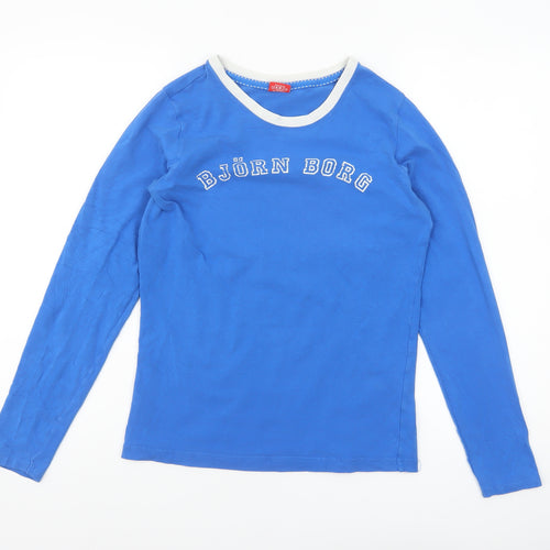 Björn Borg Womens Blue Long Sleeve Cotton Stretch T-Shirt L