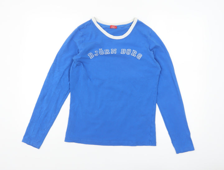 Björn Borg Womens Blue Long Sleeve Cotton Stretch T-Shirt L