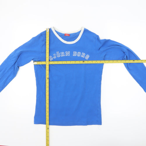 Björn Borg Womens Blue Long Sleeve Cotton Stretch T-Shirt L