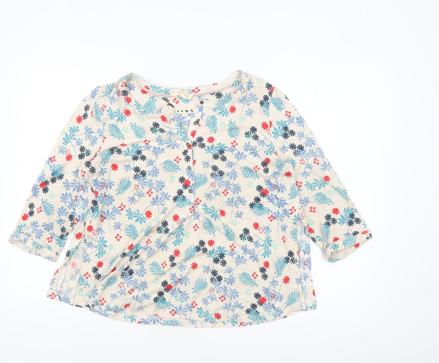 White Stuff Womens Multicoloured Floral Cotton Tunic Blouse UK 12