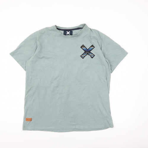 Blue Banana Men's Green XL Aztec Embroidered Cotton T-Shirt