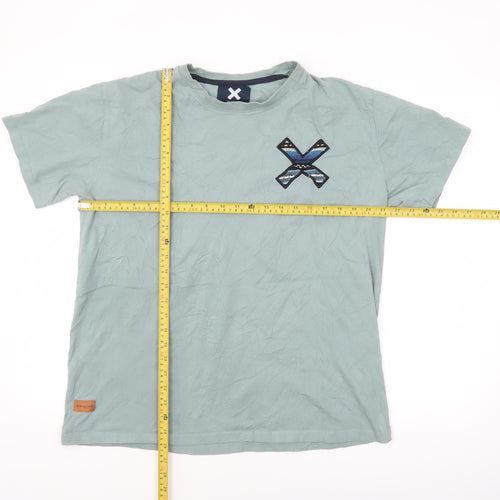 Blue Banana Men's Green XL Aztec Embroidered Cotton T-Shirt