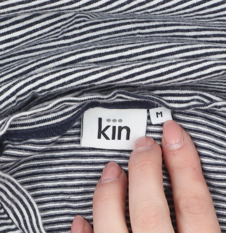 Kin Women's Blue Striped Cotton Short Sleeve T-Shirt M