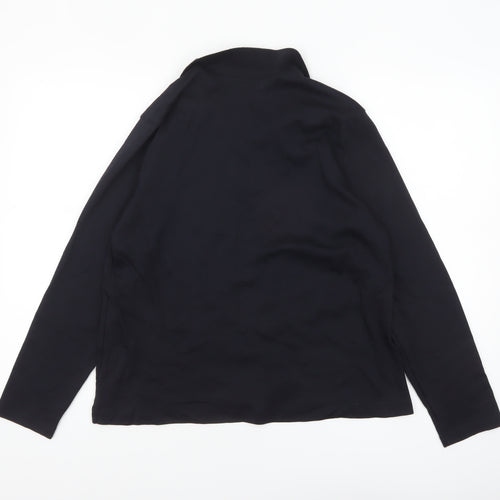 Lands' End Women's Black Long Sleeve Polo Shirt Size L Petite 100% Cotton