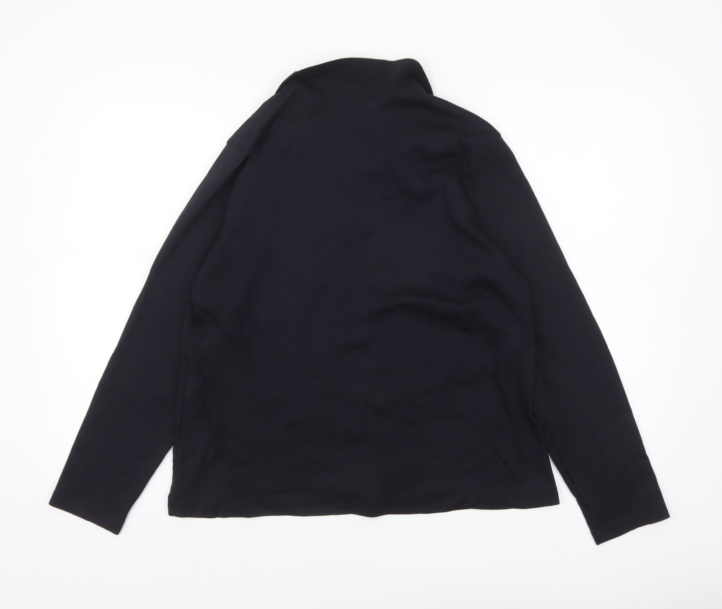 Lands' End Women's Black Long Sleeve Polo Shirt Size L Petite 100% Cotton