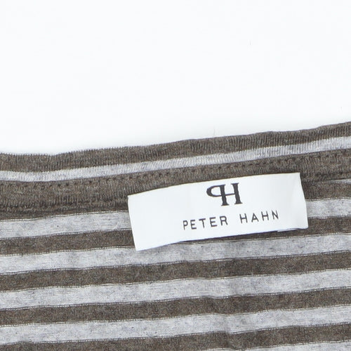 Peter Hahn Women’s Brown Striped Jersey Top Size 10 3/4 Sleeve
