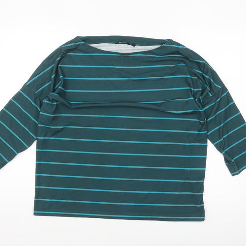 Rohan Women’s Green Striped Boat Neck 3/4 Sleeve T-Shirt Size 16