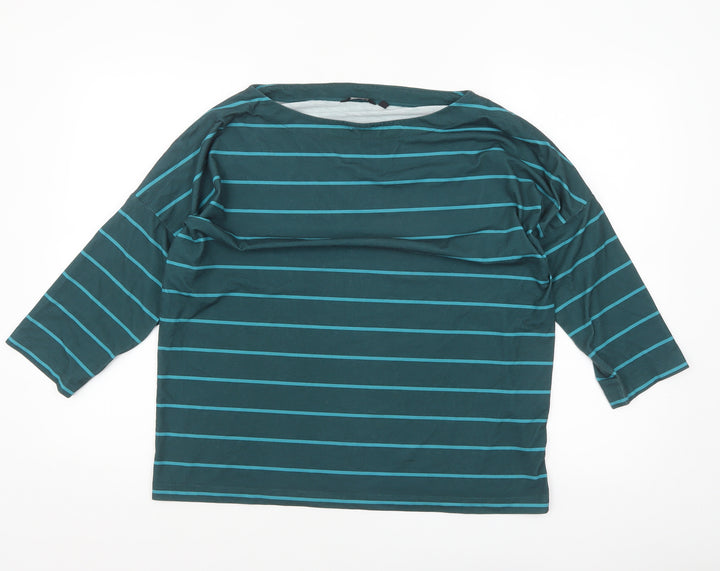 Rohan Women’s Green Striped Boat Neck 3/4 Sleeve T-Shirt Size 16
