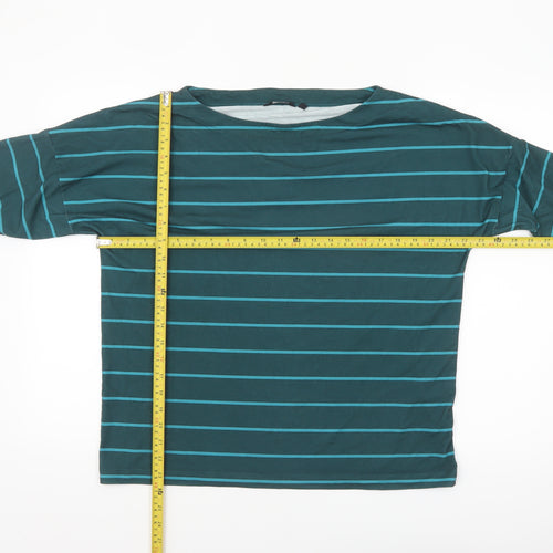 Rohan Women’s Green Striped Boat Neck 3/4 Sleeve T-Shirt Size 16