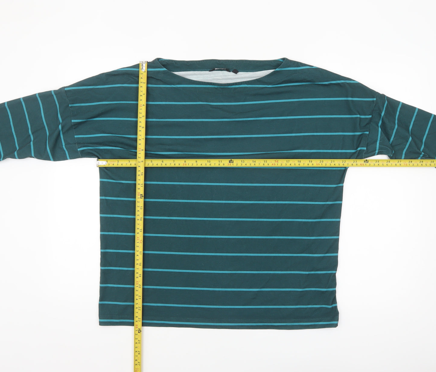 Rohan Women’s Green Striped Boat Neck 3/4 Sleeve T-Shirt Size 16