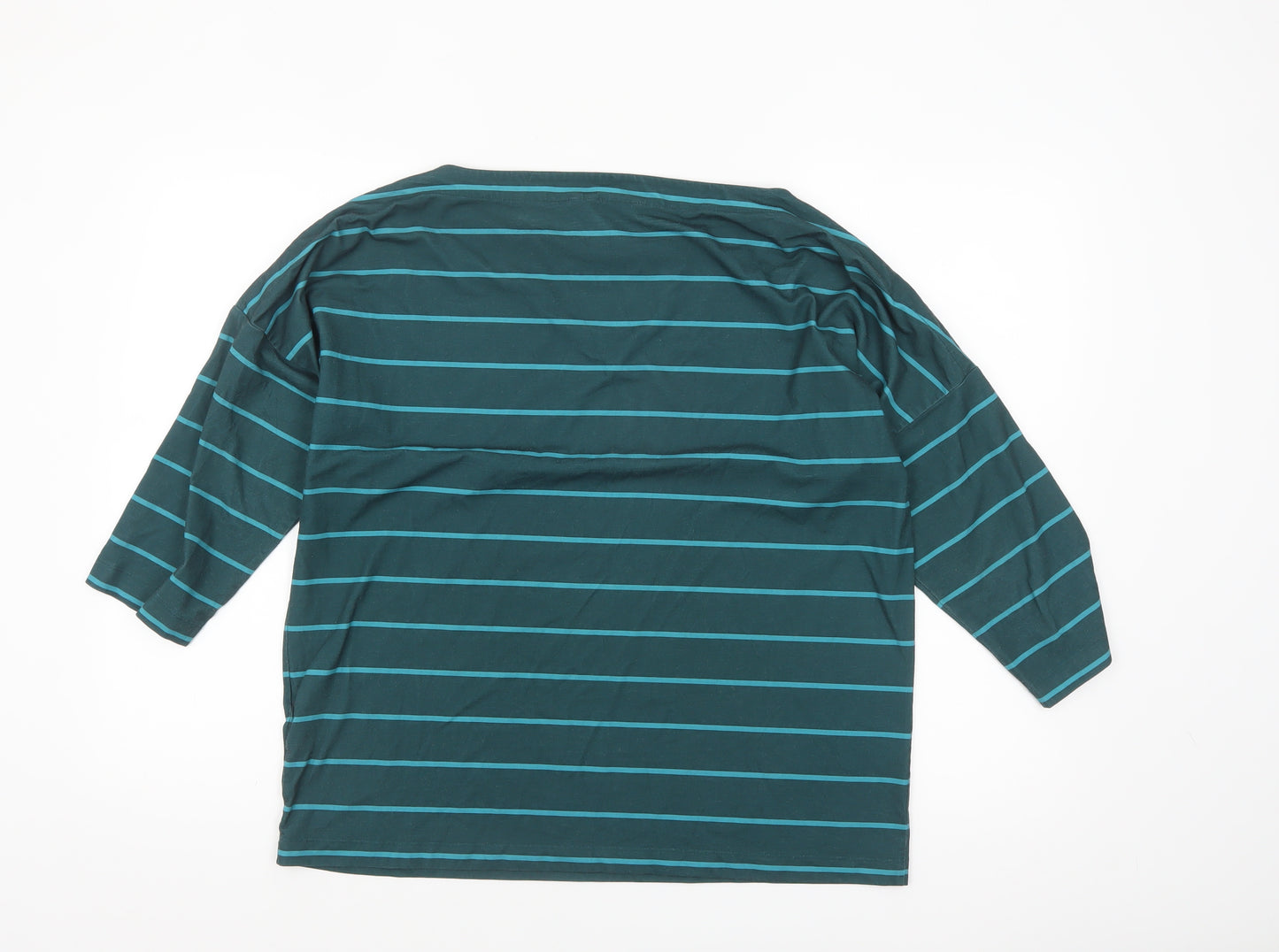 Rohan Women’s Green Striped Boat Neck 3/4 Sleeve T-Shirt Size 16