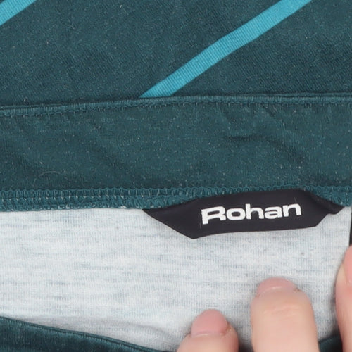 Rohan Women’s Green Striped Boat Neck 3/4 Sleeve T-Shirt Size 16