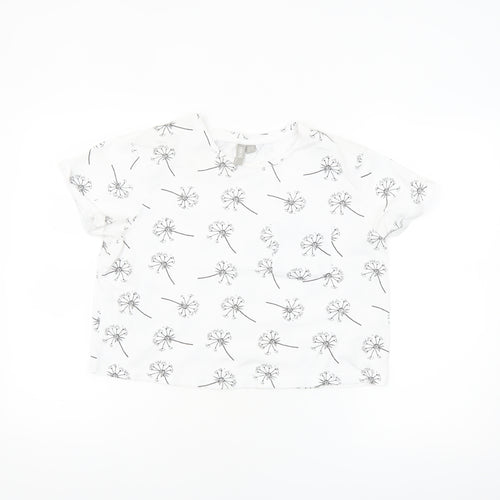 ASOS Women’s White Floral Cotton T-Shirt UK 12 Short Sleeve