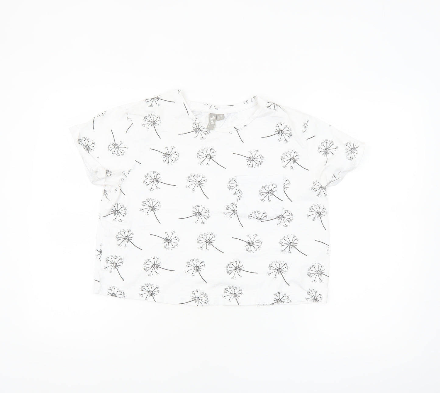 ASOS Women’s White Floral Cotton T-Shirt UK 12 Short Sleeve