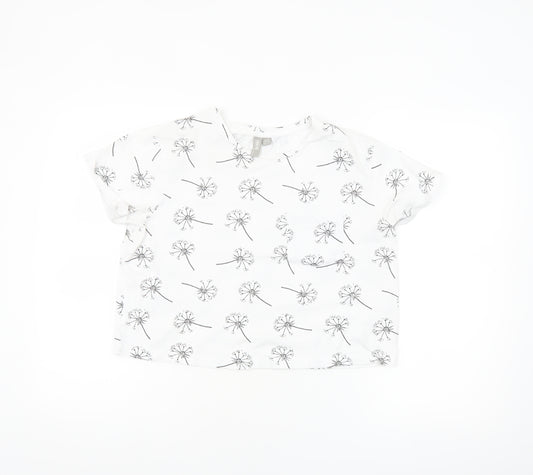 ASOS Women’s White Floral Cotton T-Shirt UK 12 Short Sleeve
