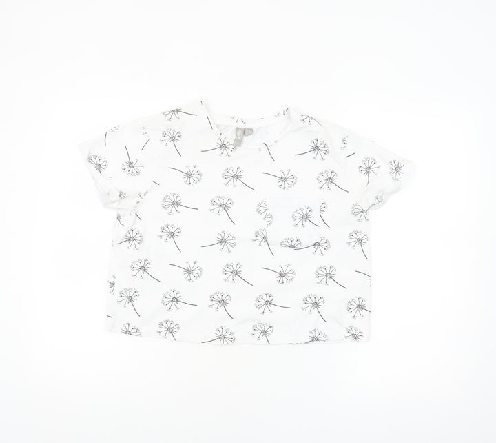 ASOS Women’s White Floral Cotton T-Shirt UK 12 Short Sleeve