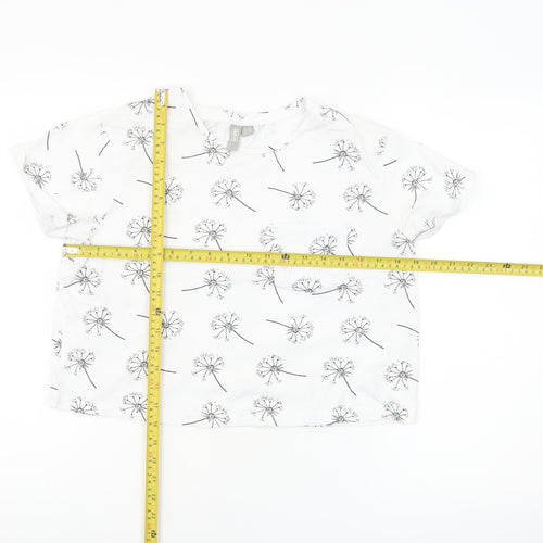 ASOS Women’s White Floral Cotton T-Shirt UK 12 Short Sleeve