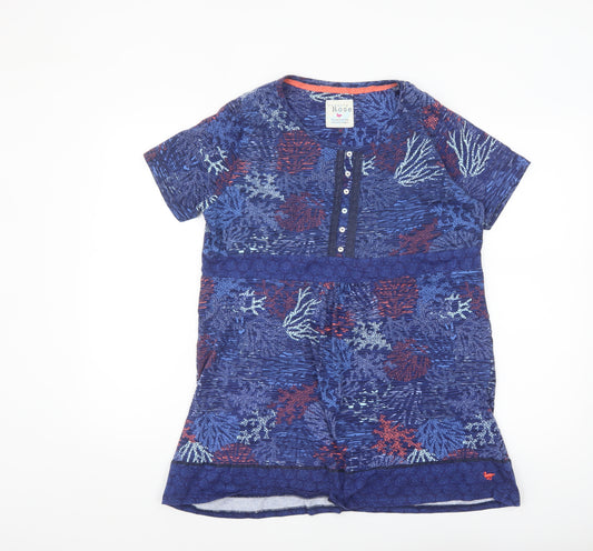 Country Rose Women's Blue Floral Cotton Tunic T-Shirt Size M