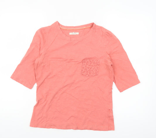 White Stuff Women's Pink 3/4 Sleeve Cotton Jersey T-Shirt Size 8