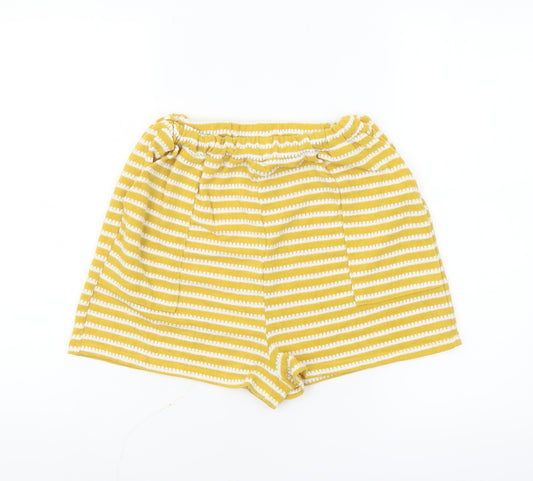 KIABI Women’s Yellow Striped Cotton Casual Shorts Size 8