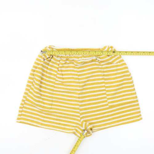 KIABI Women’s Yellow Striped Cotton Casual Shorts Size 8