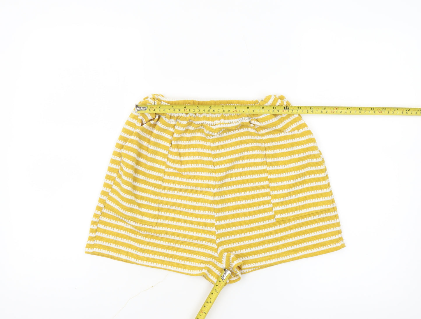 KIABI Women’s Yellow Striped Cotton Casual Shorts Size 8