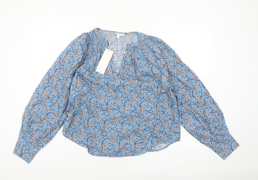 Marks and Spencer Per Una Women’s Blue Paisley Cotton Blouse Size 12