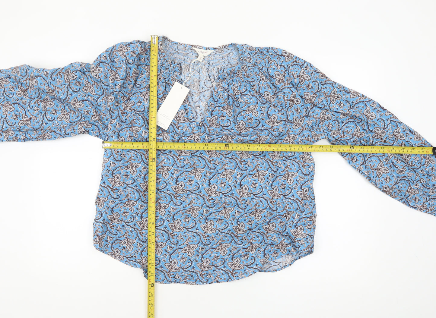 Marks and Spencer Per Una Women’s Blue Paisley Cotton Blouse Size 12
