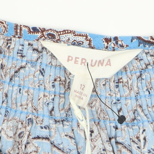 Marks and Spencer Per Una Women’s Blue Paisley Cotton Blouse Size 12