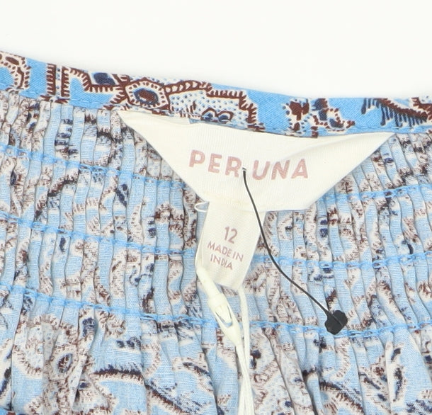 Marks and Spencer Per Una Women’s Blue Paisley Cotton Blouse Size 12