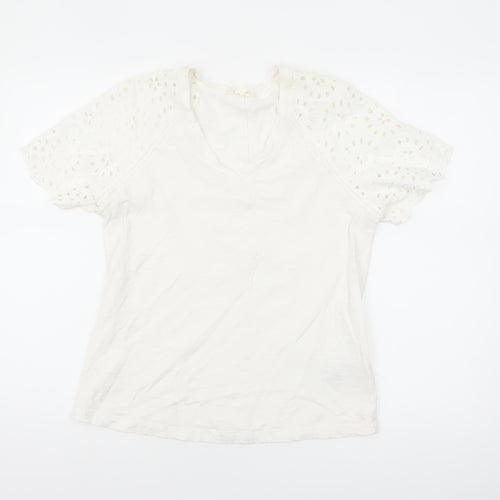 Marks and Spencer Per Una White Cotton Puff Sleeve T-Shirt Size 10