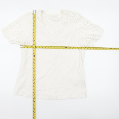 Marks and Spencer Per Una White Cotton Puff Sleeve T-Shirt Size 10