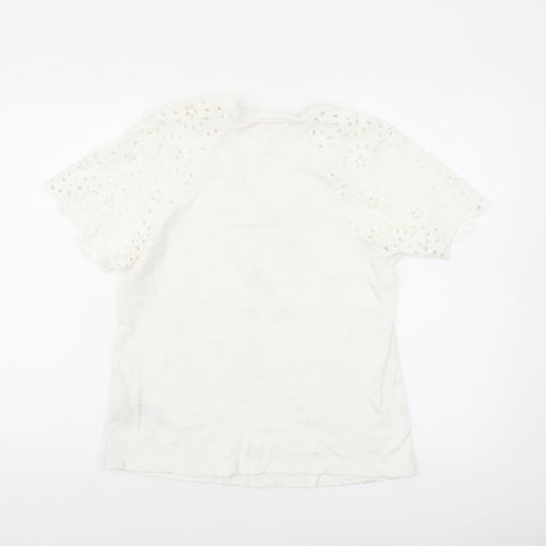 Marks and Spencer Per Una White Cotton Puff Sleeve T-Shirt Size 10