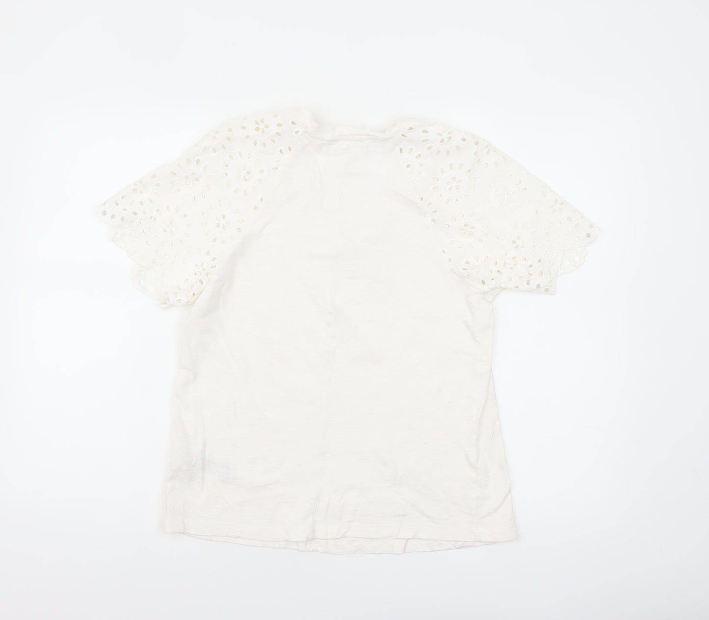 Marks and Spencer Per Una White Cotton Puff Sleeve T-Shirt Size 10
